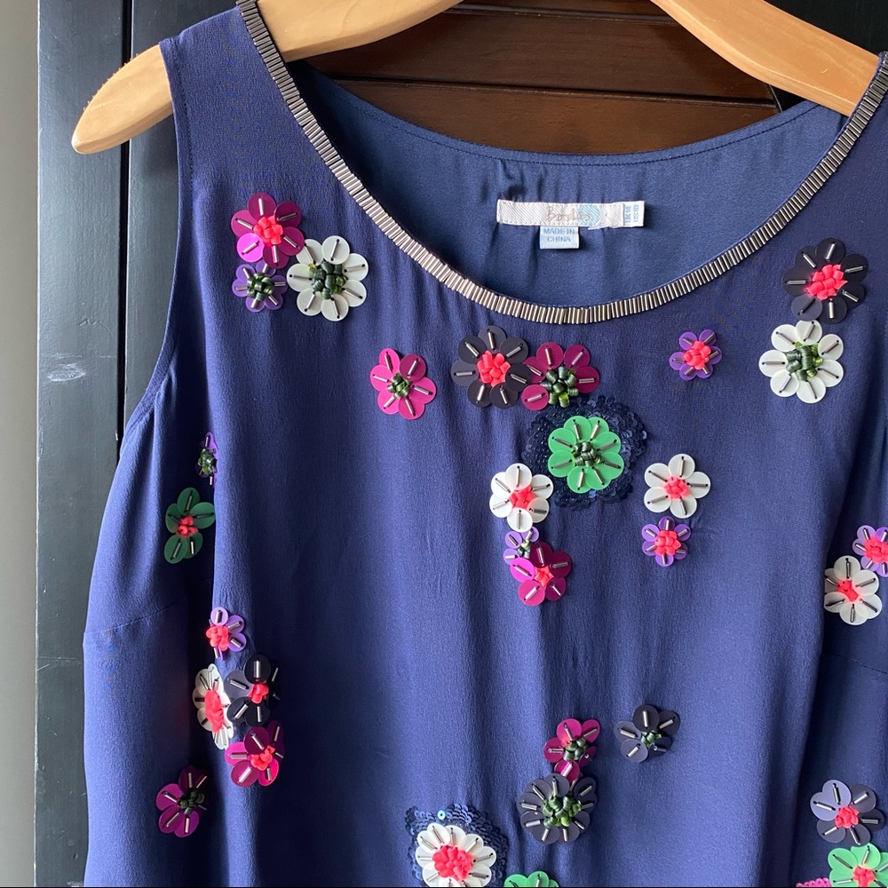BODEN BLUE SILK BEADED SHIRT TOP BLOUSE SIZE 10 - Picture 9 of 10